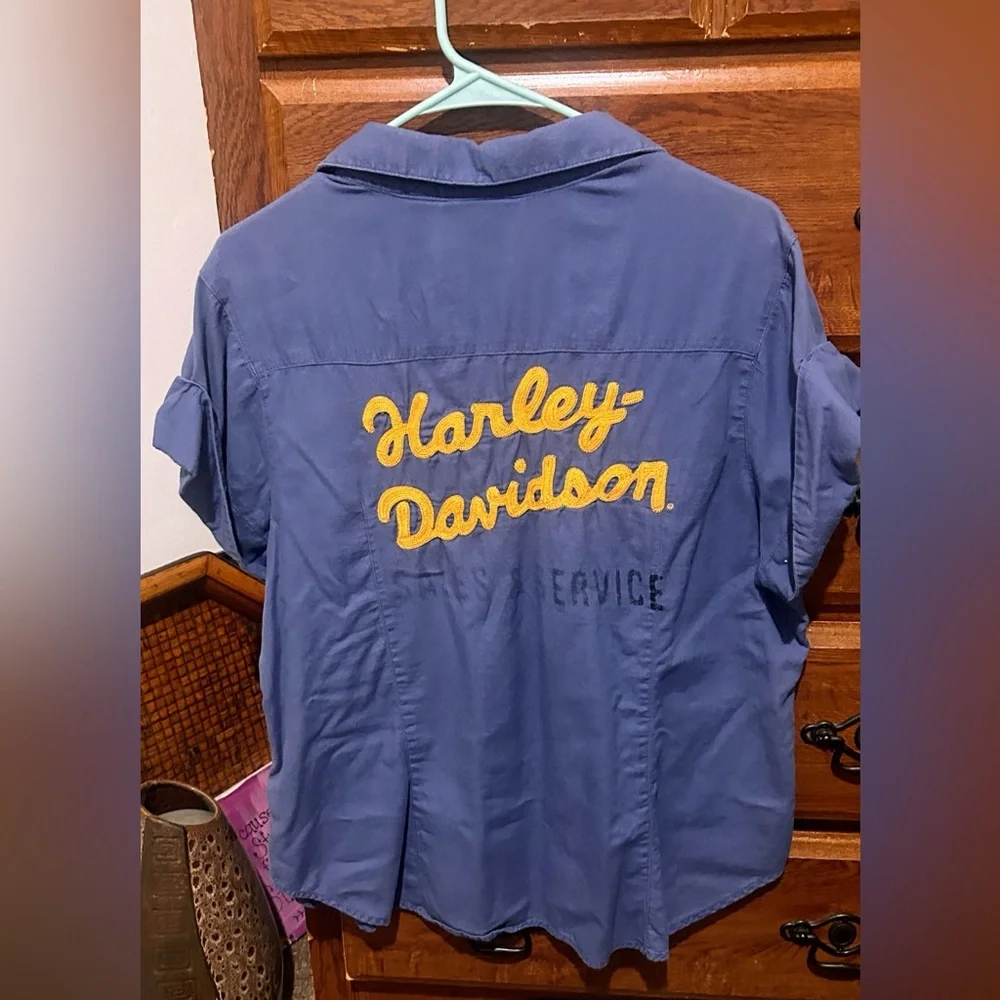 Harley-Davidson Blue and Yellow Casual Shirt - Picture 1 of 3